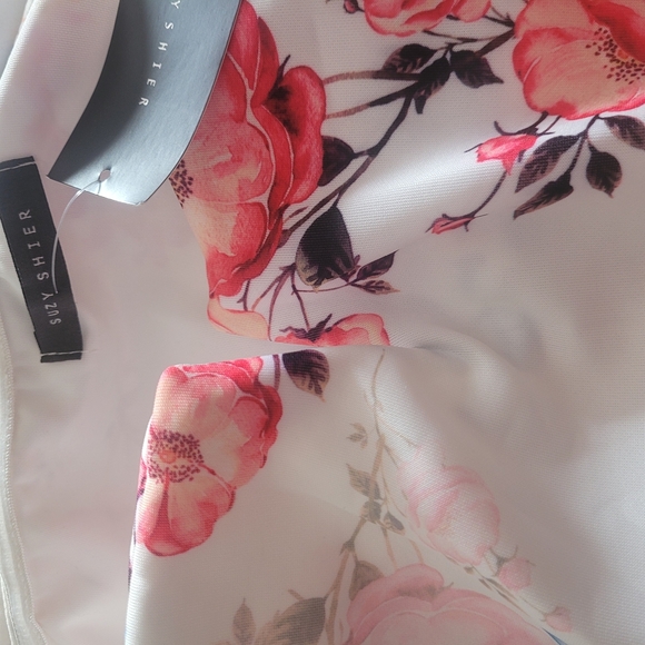 Suzy Shier Floral Off Shoulder Fitted Pencil Dress S - Picture 7 of 7